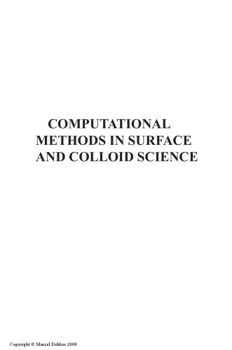 Computational Methods in Surface and Colloid Science