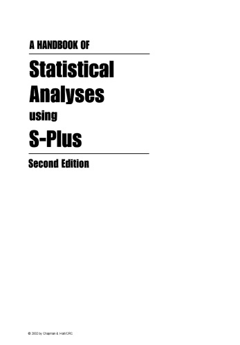 A Handbook of Statistical Analyses Using S-PLUS