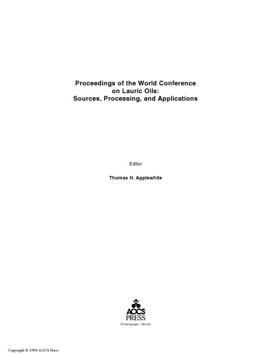 Proceedings of the World Conference on Lauric Oils: Sources, Processing, and Applications