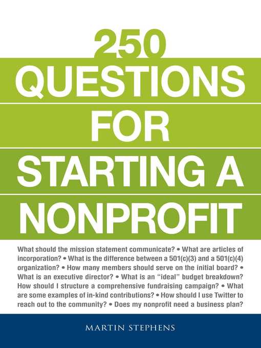 250 Questions for Starting a Nonprofit