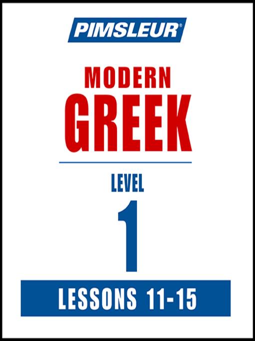 Pimsleur Greek Level 1 Lessons 11-15 MP3