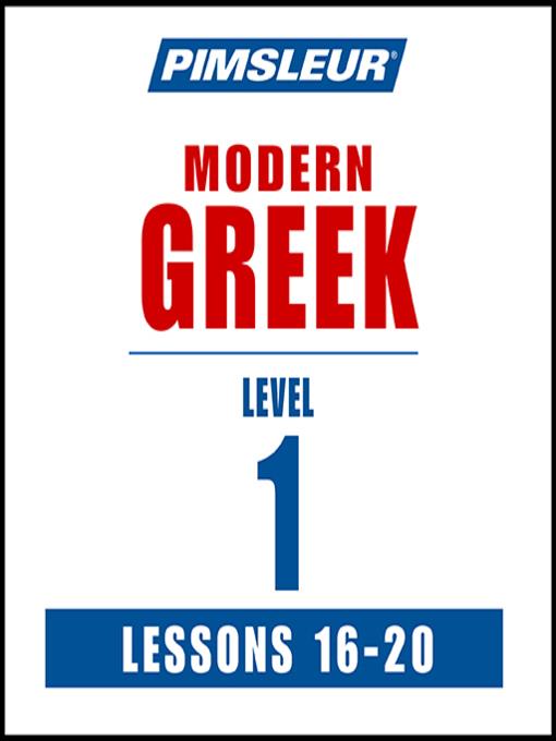 Pimsleur Greek Level 1 Lessons 16-20 MP3