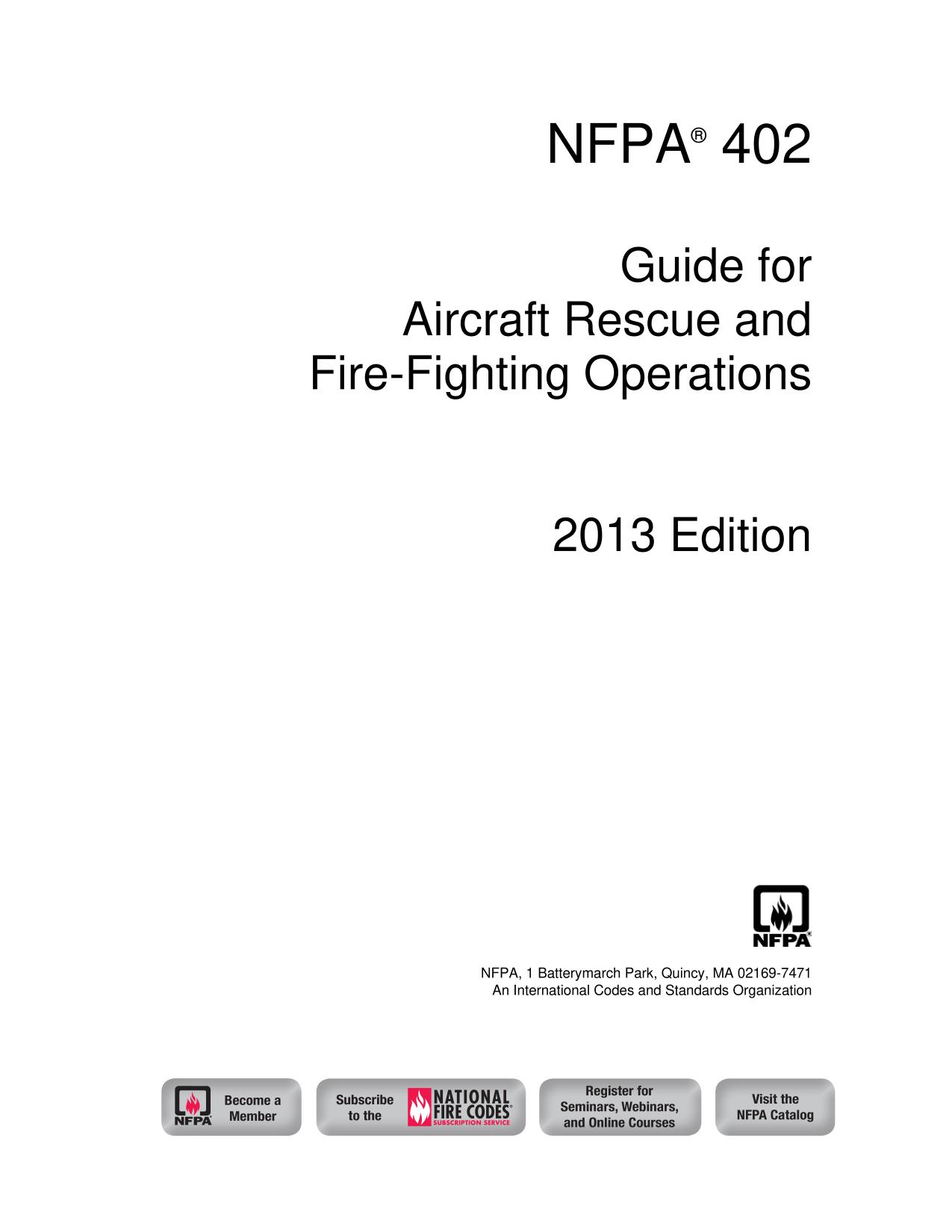 NFPA 402, guide for aircraft rescue and fire-fighting operations