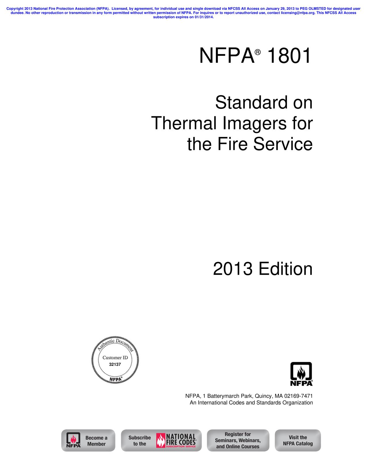 NFPA®  1801  Standard on Thermal Imagers for the Fire Service