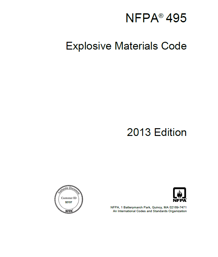 NFPA 495 - Explosive Materials Code, 2013 Edition