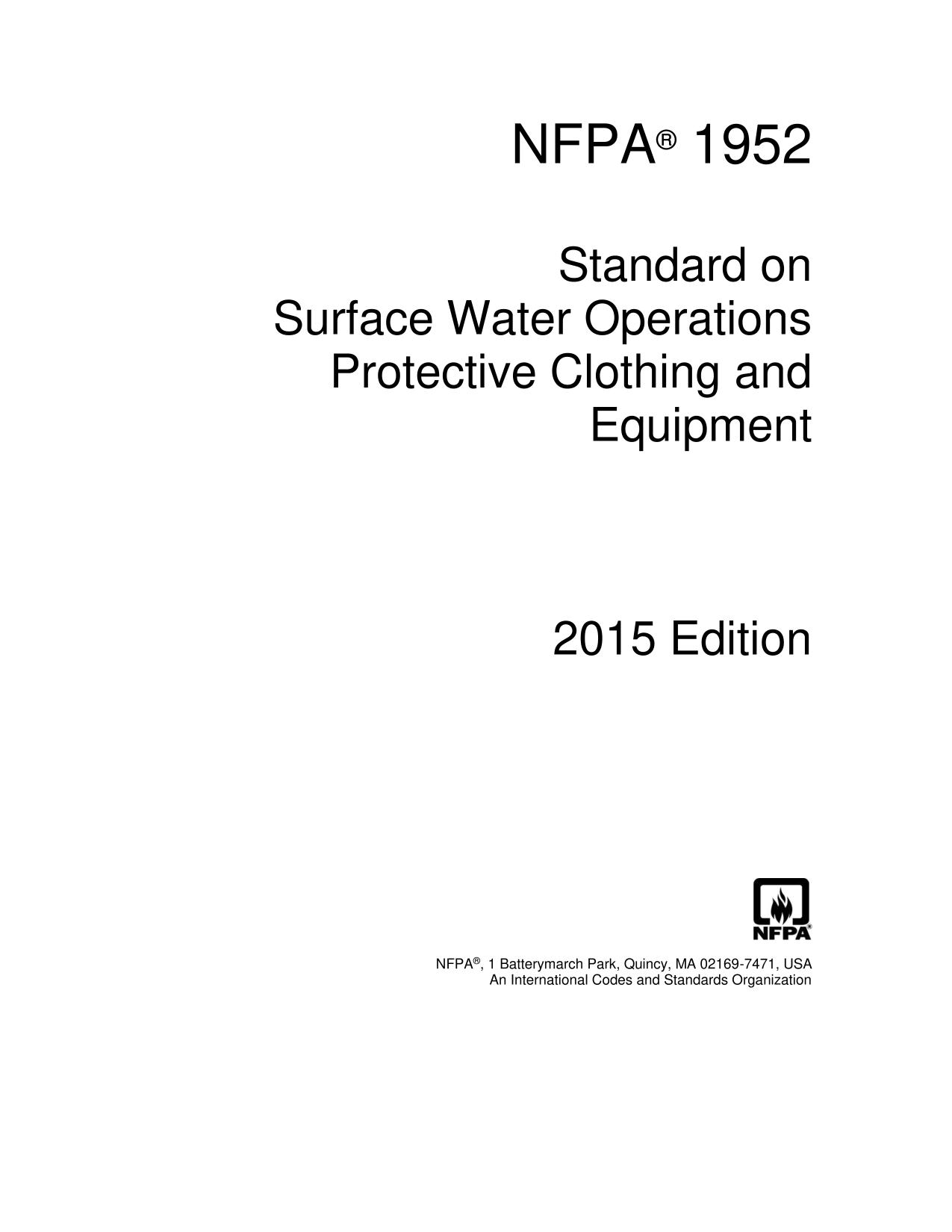NFPA 1952 : standard on surface water operations protective clothing and equipment