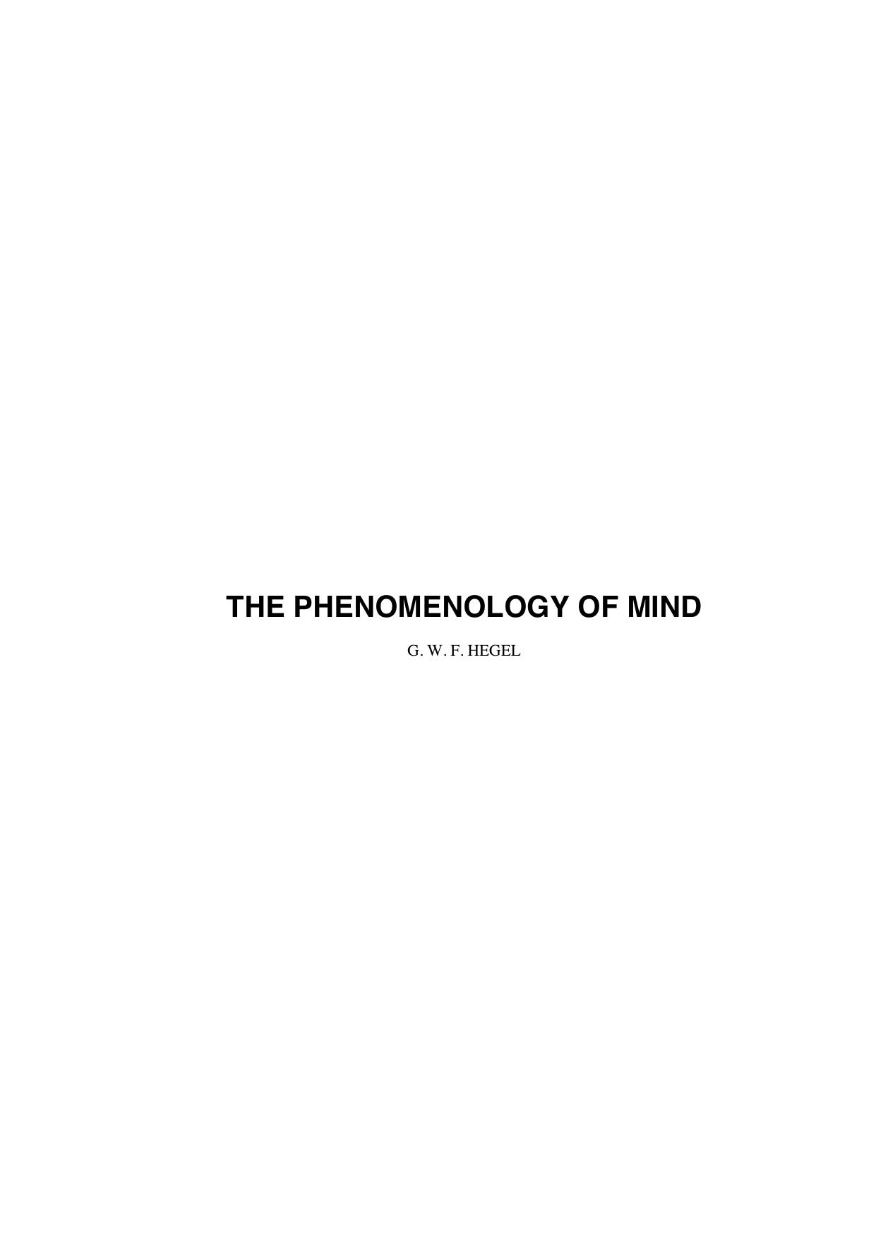 The Phenomenology of Spirit