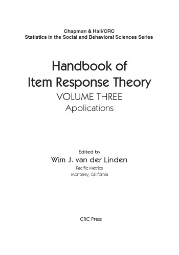 Handbook of Item Response Theory