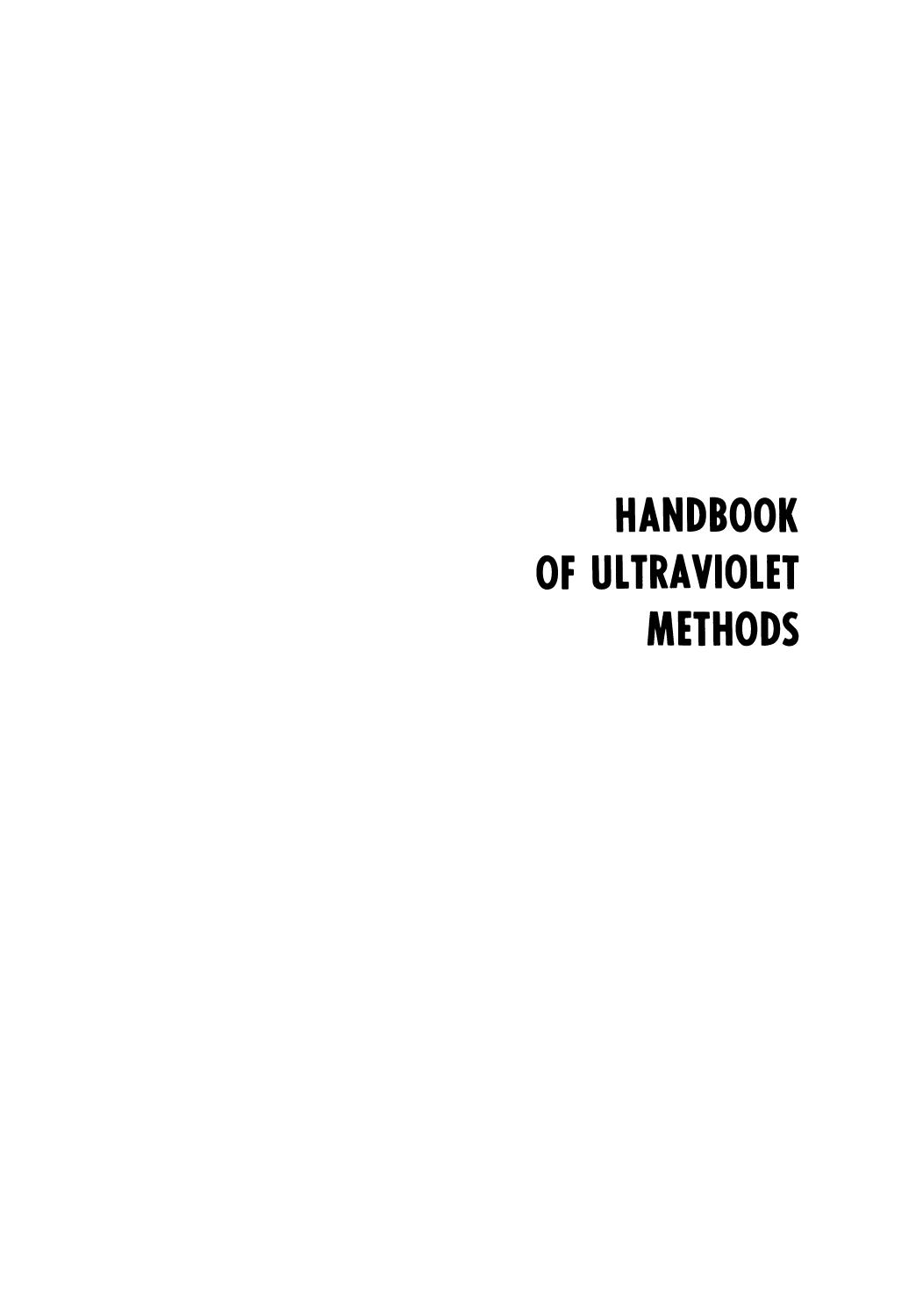 Handbook of Ultraviolet Methods