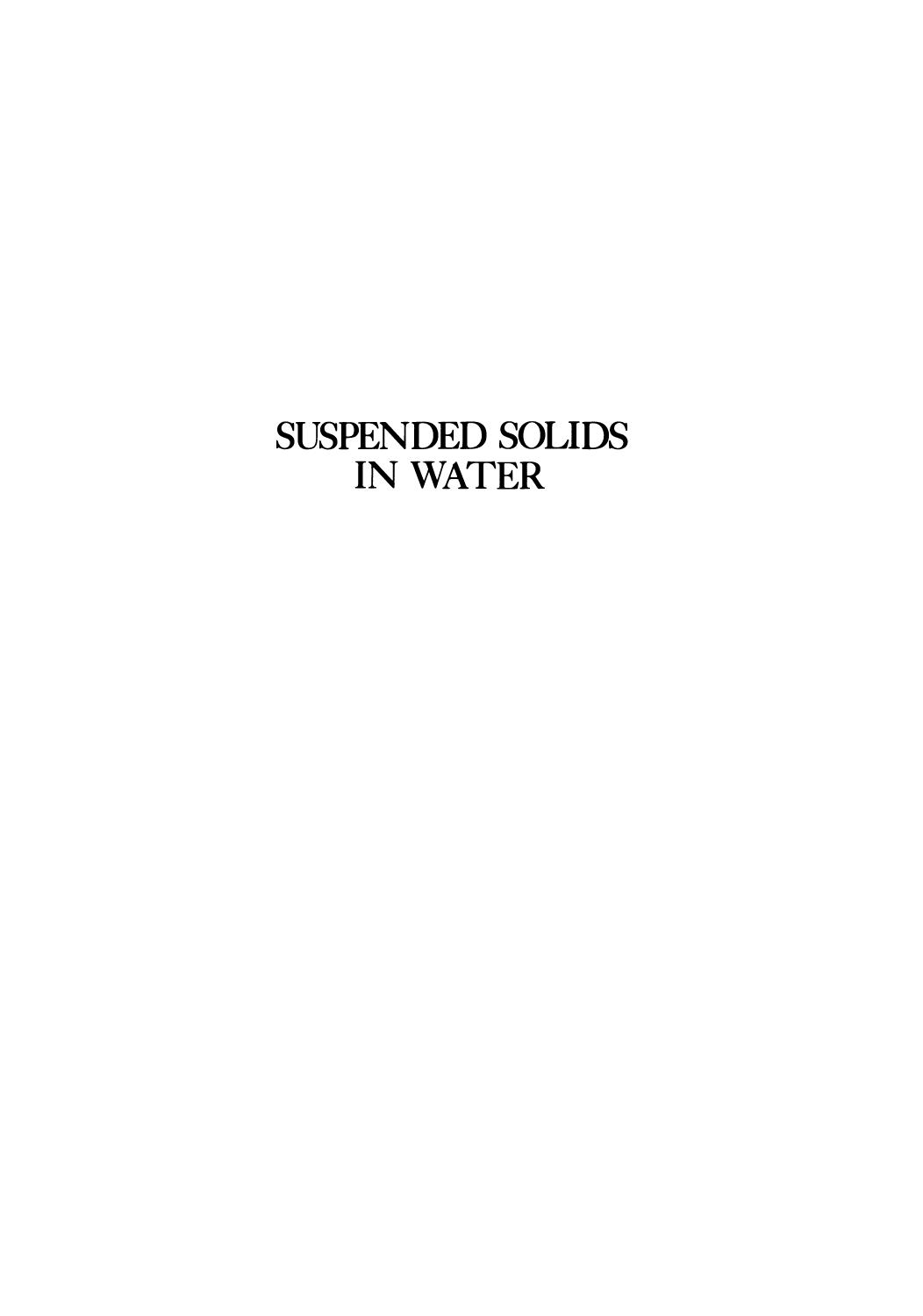 Suspended Solids in Water