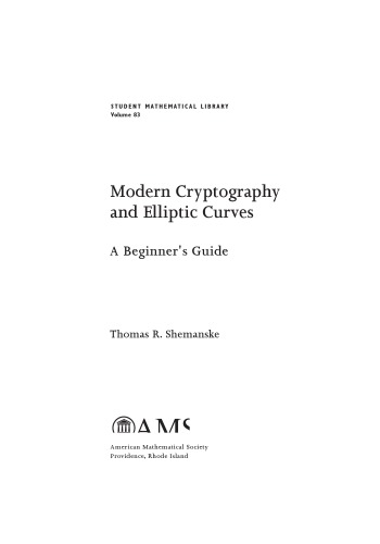 Modern Cryptography and Elliptic Curves