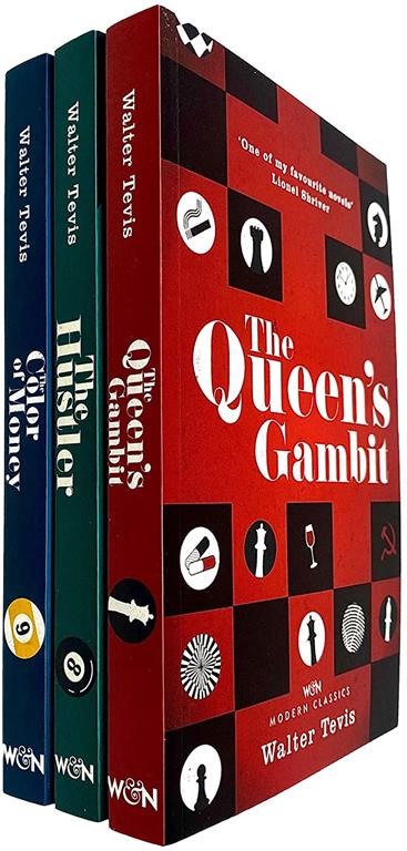 The Queen's Gambit Series 3 Books Collection Set by Walter Tevis (The Queen's Gambit, The Hustler &amp; The Color of Money) NETFLIX