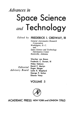 Advances in space science and technology. Volume 5