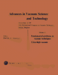 Advances in vacuum science and technology : Proceedings of the First International Congress on Vacuum Techniques, 10-13 June, 1958, Namur, Belgium