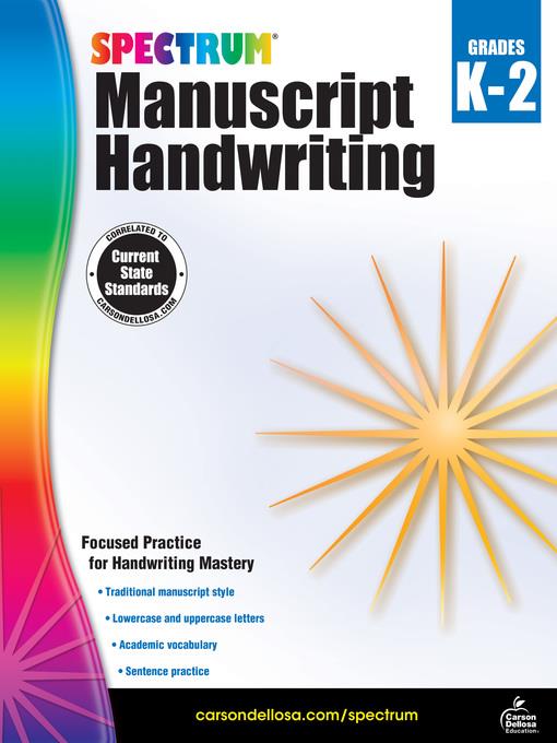 Spectrum Manuscript Handwriting, Grades K--2