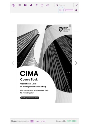 CIMA, for exams from 4 November 2019 to January 2021. Operational level P1, Management accounting.