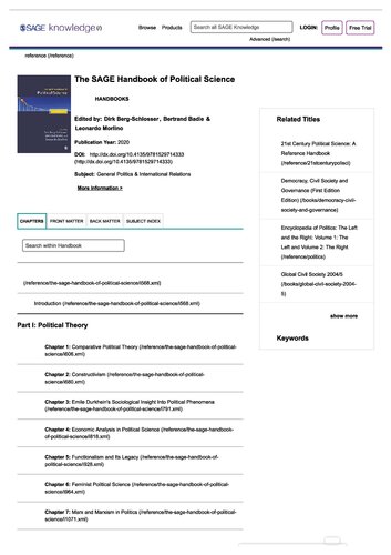 The Sage Handbook of Political Science