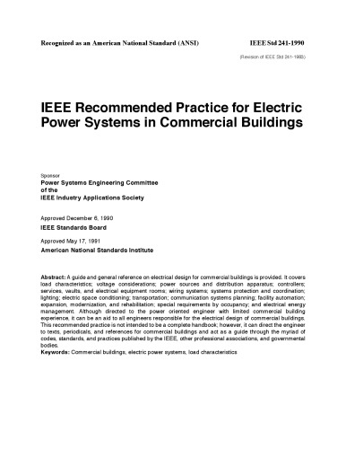 IEEE Recommended Practice for Electric Power Systems in Commercial Buildings