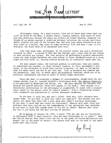 Ayn Rand Letter 1971-1976