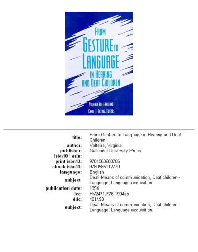 From Gesture to Language in Hearing and Deaf Children