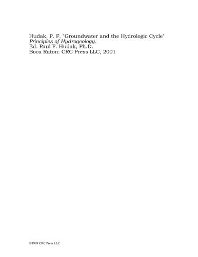 Principles of Hydrogeology