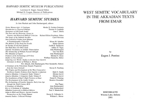 West Semitic Vocabulary In The Akkadian Texts From Emar