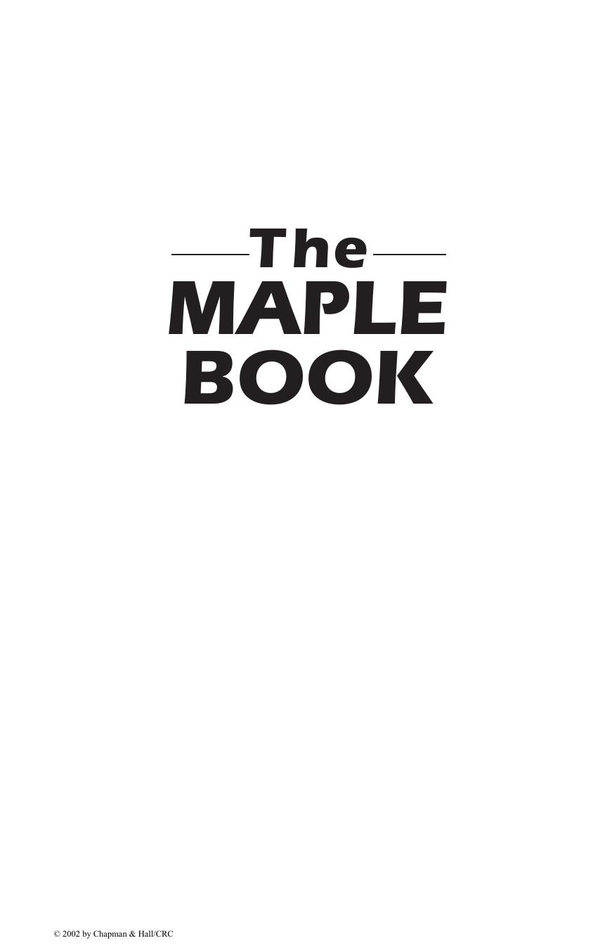 The Maple Book