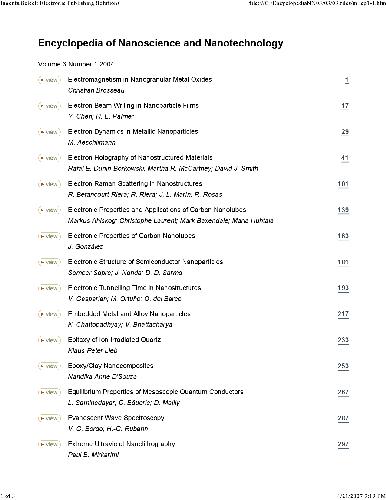 Encyclopedia of Nanoscience and Nanotechnology