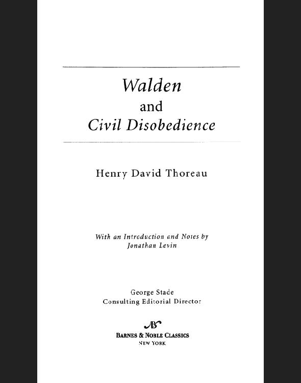 Walden and Civil Disobedience