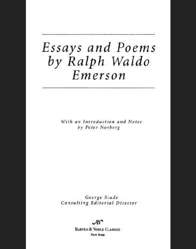 Essays  Poems by Ralph Waldo Emerson (Barnes  Noble Classics Series)