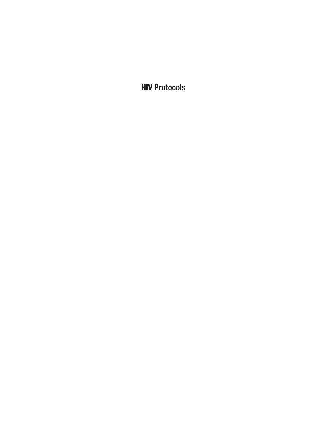HIV Protocols (Springer Protocols