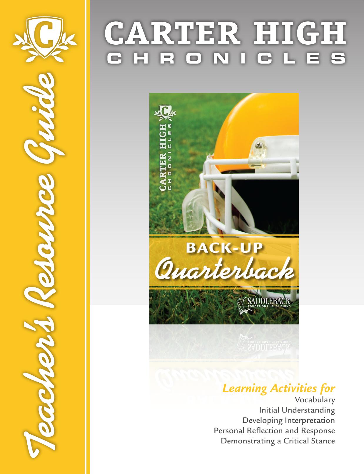 Back-Up Quarterback Teacher's Resource Guide CD