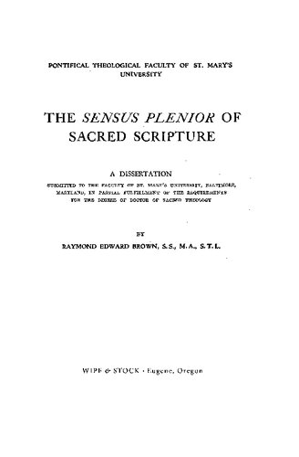 The Sensus Plenior of Sacred Scripture