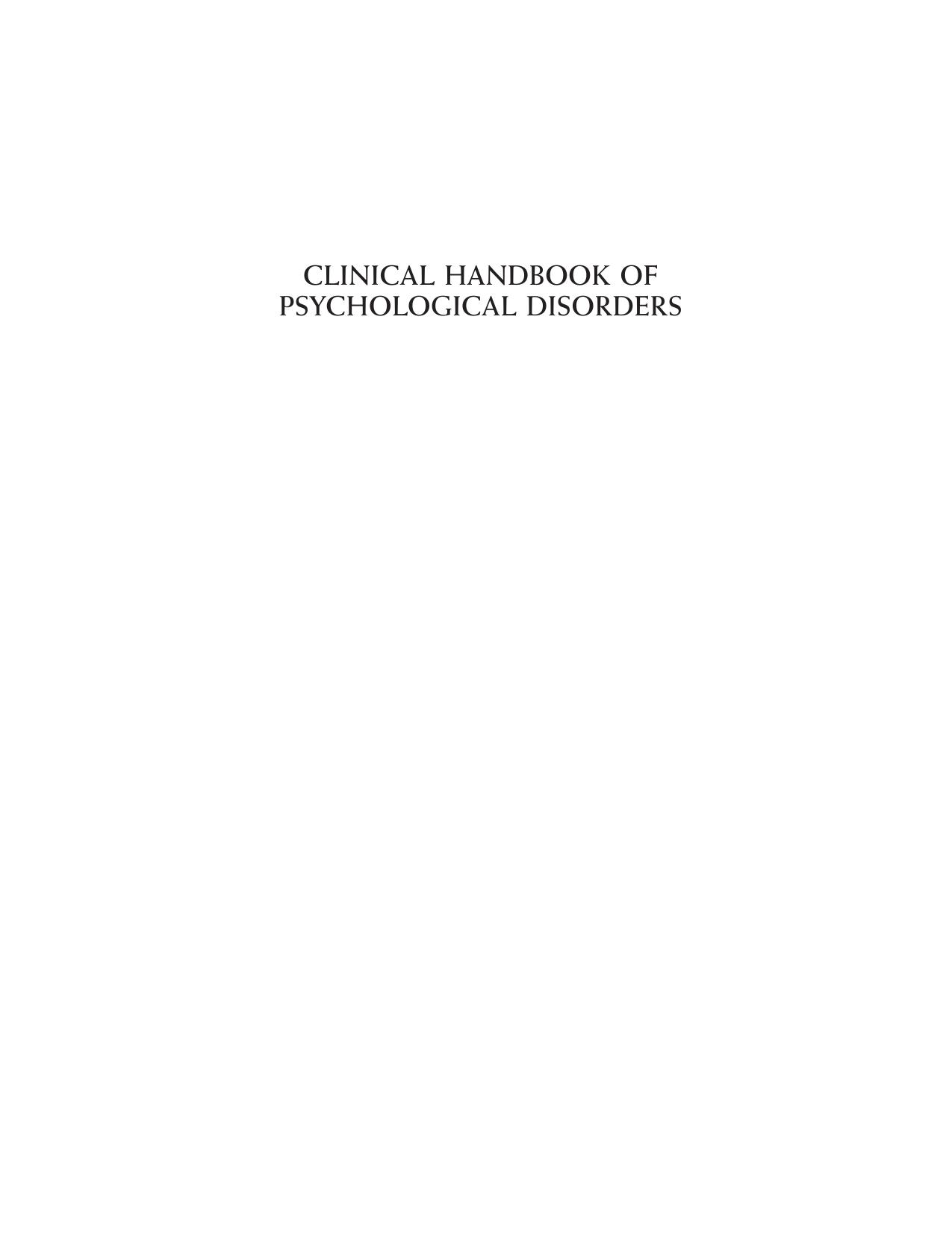 Clinical Handbook of Psychological Disorders