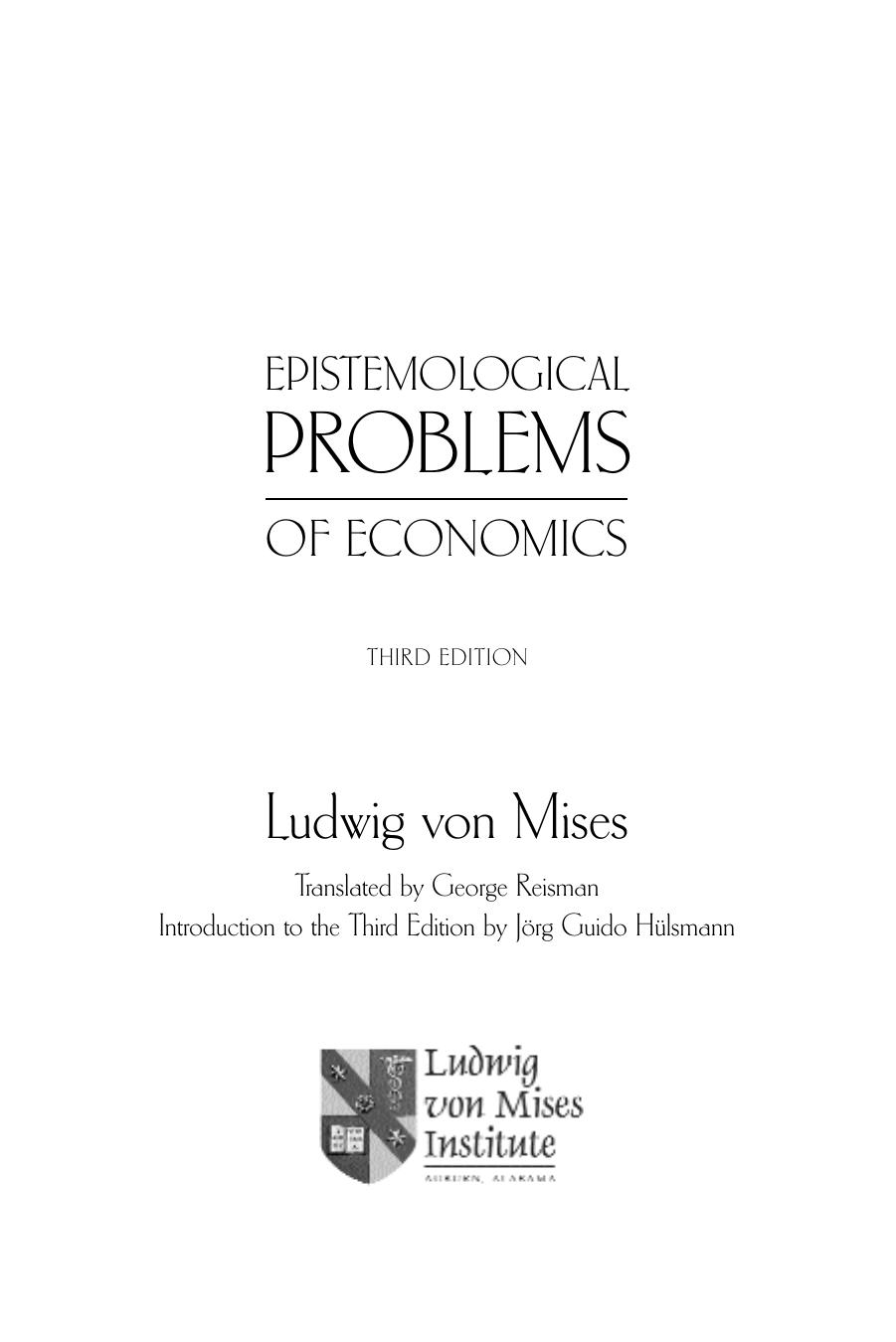 Epistemological Problems of Economics