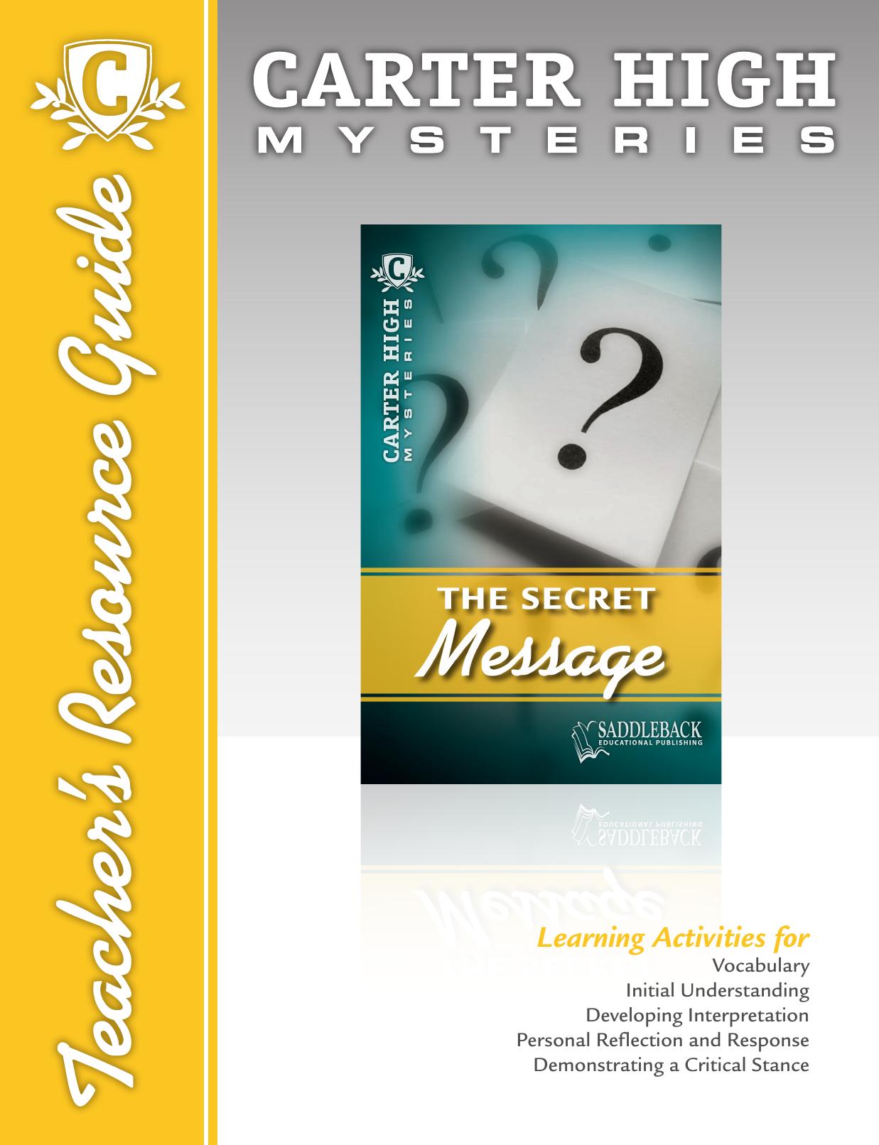 The Secret Message Teacher's Resource Guide CD