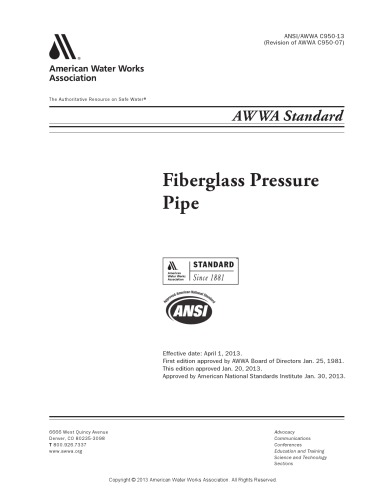 AWWA standard for fiberglass pressure pipe.