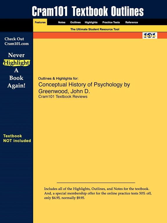 Outlines &amp; Highlights for Conceptual History of Psychology by Greenwood, John D.