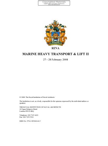 Marine Heavy Transport & Lift II : 27-28 February 2008