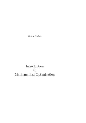 Introduction to Mathematical Optimization