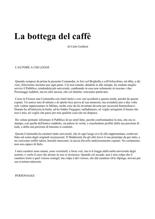 La bottega del caffè