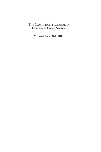 Cambridge Yearbook of European Legal Studies Vol 5, 2002-2003