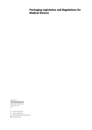 Packaging Legislation & Regulation for Medical Devices.