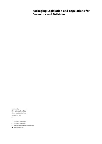 Packaging Legislation and Regulations for Cosmetics and Toiletries.
