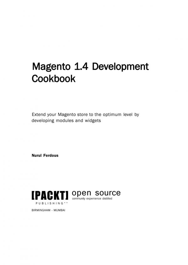 Magento 1.4 Development Cookbook