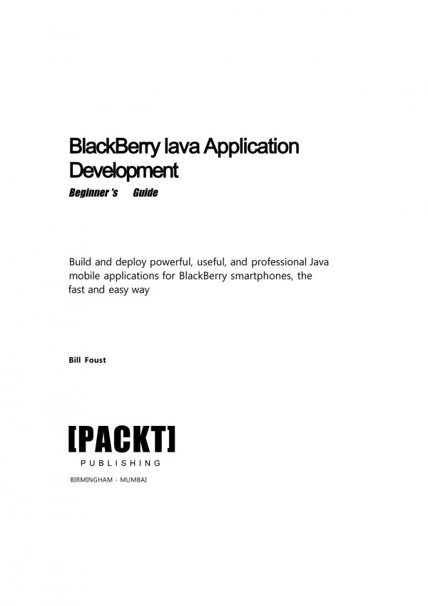 Blackberry SDK 4.5 Java Application Development