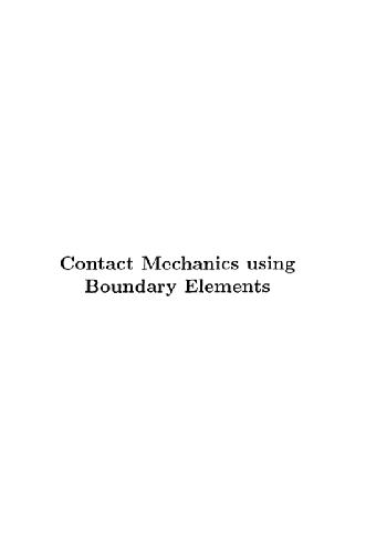 Contact Mechanics Using Boundary Elements