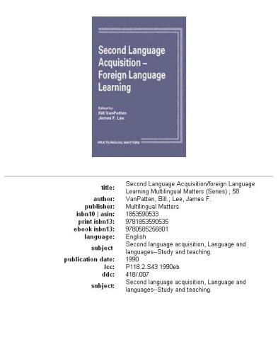 Second Language Acquisition