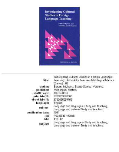 Investigating Cultural Studies In Foreign Language Teaching