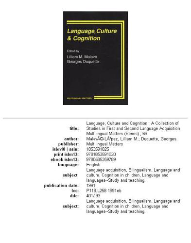 Language, Culture and Cognition